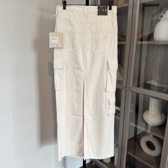 Mother Snacks Cargo Maxi Skirt NEW The Fun Dip Natural Cream Pockets NWT 26 - Picture 3 of 7